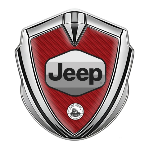 Jeep Abzeichen selbstklebend Silbertonfarbe Rote Carbon Version