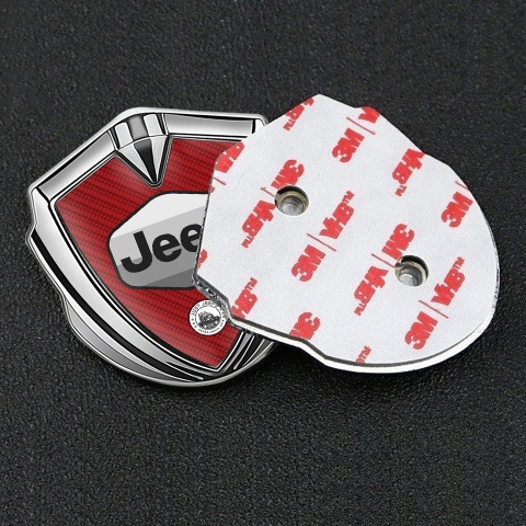 Jeep Abzeichen selbstklebend Silbertonfarbe Rote Carbon Version