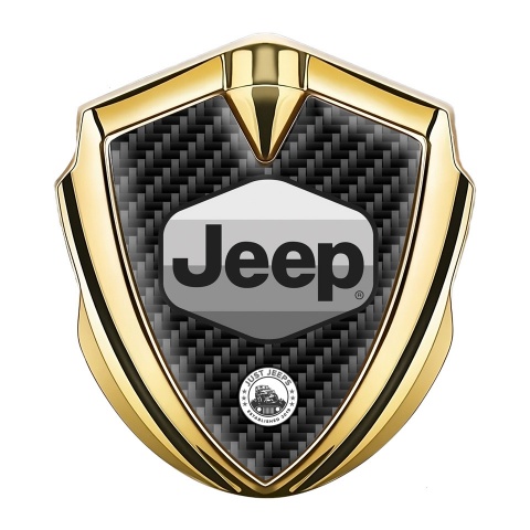 Jeep Emblem Abzeichen selbstklebend Goldtonfarbe Schwarz Carbon Version