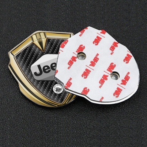 Jeep Emblem Abzeichen selbstklebend Goldtonfarbe Schwarz Carbon Version