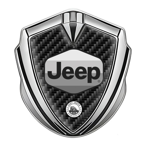 Jeep Emblem Abzeichen selbstklebend Silbertonfarbe Schwarz Carbon Version