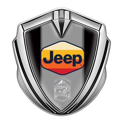 Jeep Emblem Auto Zeichen Silbertonfarbe Schwarz Hintergrund mit Mehrfarbig Logo