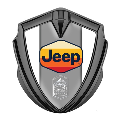 Jeep Emblem Aufkleber Autozubehor Graphit Tonfarbe Weiss Basis mit Mehrfarbig Logo