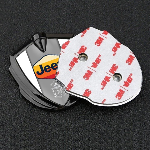 Jeep Emblem Aufkleber Autozubehor Graphit Tonfarbe Weiss Basis mit Mehrfarbig Logo