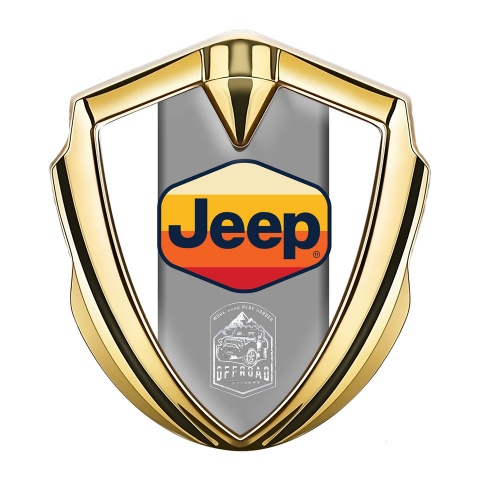 Jeep Emblem Aufkleber Autozubehor Goldtonfarbe Weiss Basis mit Mehrfarbig Logo