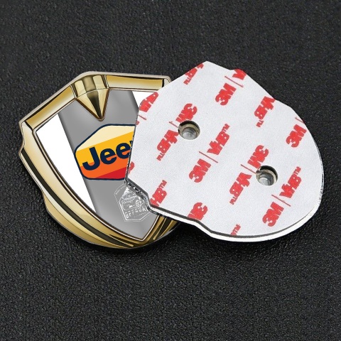 Jeep Emblem Aufkleber Autozubehor Goldtonfarbe Weiss Basis mit Mehrfarbig Logo