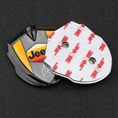 Jeep Emblem Logo Schriftzug Aufkleber Graphit Tonfarbe Gelb Basis mit Mehrfarbig Logo