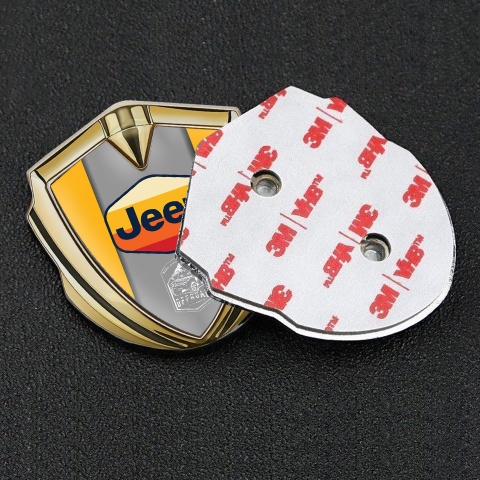 Jeep Emblem Logo Schriftzug Aufkleber Goldtonfarbe Gelb Basis mit Mehrfarbig Logo