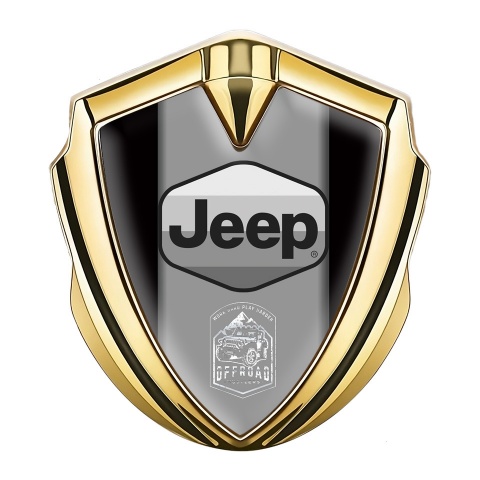 Jeep Abzeichen selbstklebend Goldtonfarbe Schwarz Auflage
