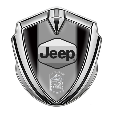 Jeep Abzeichen selbstklebend Silbertonfarbe Schwarz Auflage