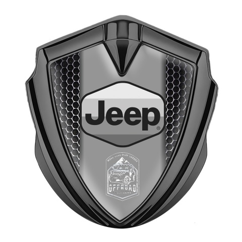 Jeep Emblem Logo Schriftzug Aufkleber Graphit Tonfarbe Perforierter Stahl Auflage