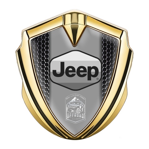 Jeep Emblem Logo Schriftzug Aufkleber Goldtonfarbe Perforierter Stahl Auflage