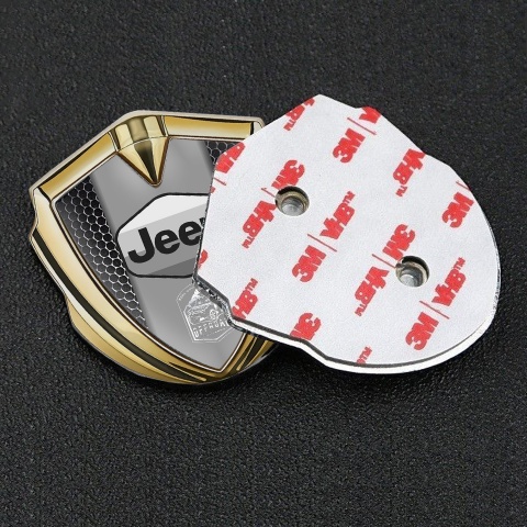 Jeep Emblem Logo Schriftzug Aufkleber Goldtonfarbe Perforierter Stahl Auflage
