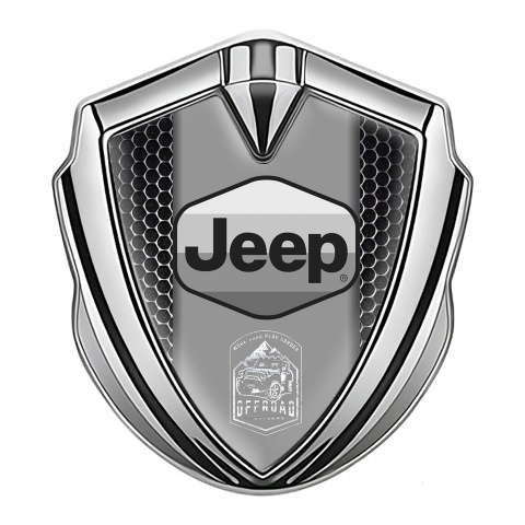 Jeep Emblem Logo Schriftzug Aufkleber Silbertonfarbe Perforierter Stahl Auflage