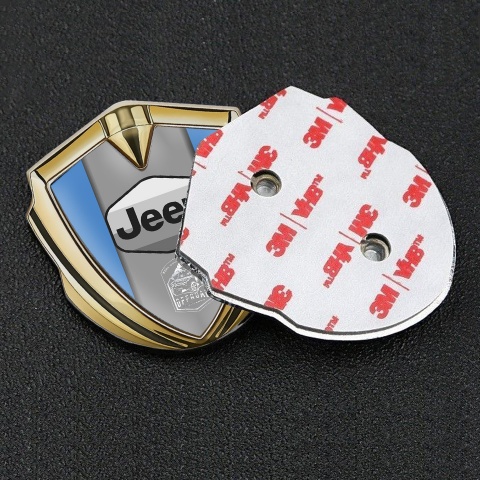 Jeep Seitenflugel Emblem Aufkleber Goldtonfarbe Blau Auflage