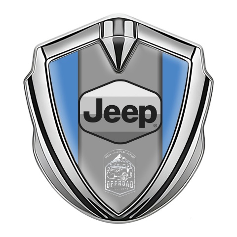 Jeep Seitenflugel Emblem Aufkleber Silbertonfarbe Blau Auflage