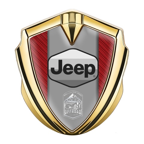 Jeep Selbstklebendes Metallaufkleber Emblem Goldtonfarbe Rote Carbon Auflage