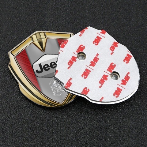 Jeep Selbstklebendes Metallaufkleber Emblem Goldtonfarbe Rote Carbon Auflage