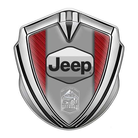 Jeep Selbstklebendes Metallaufkleber Emblem Silbertonfarbe Rote Carbon Auflage