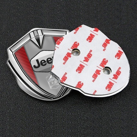 Jeep Selbstklebendes Metallaufkleber Emblem Silbertonfarbe Rote Carbon Auflage