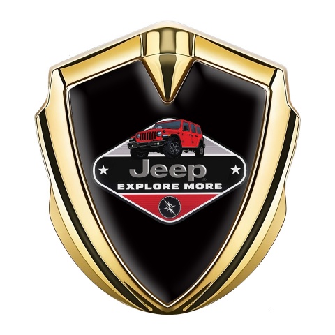 Jeep Seitenflugel Emblem Aufkleber Goldtonfarbe Schwarz Mit Explore More Logo