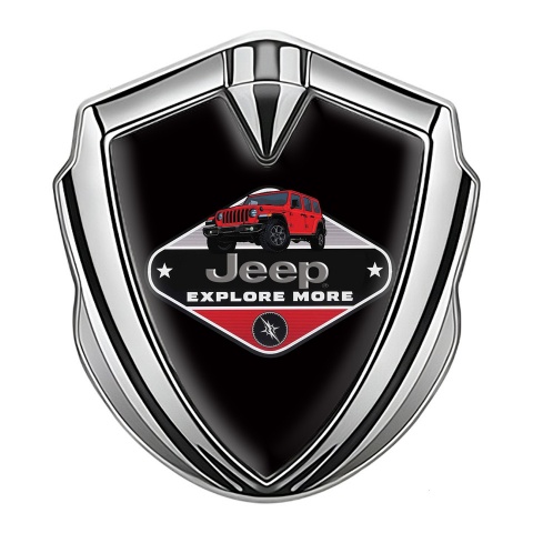 Jeep Seitenflugel Emblem Aufkleber Silbertonfarbe Schwarz Mit Explore More Logo