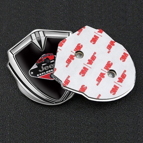 Jeep Seitenflugel Emblem Aufkleber Silbertonfarbe Schwarz Mit Explore More Logo