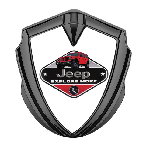 Jeep Emblem Abzeichen Graphit Tonfarbe Weiss mit Explore More Logo