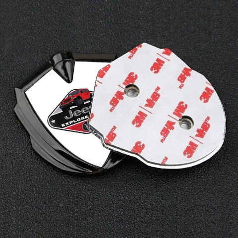 Jeep Emblem Abzeichen Graphit Tonfarbe Weiss mit Explore More Logo