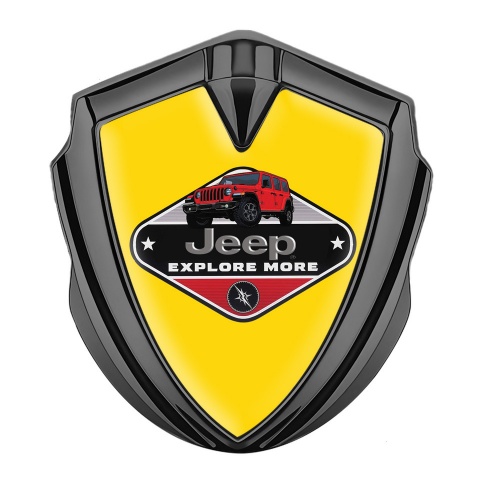 Jeep Emblem Abzeichen Graphit Tonfarbe Gelb mit Explore More Logo