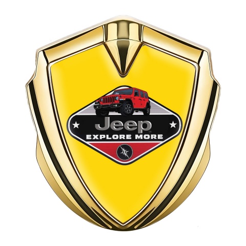 Jeep Emblem Abzeichen Goldtonfarbe Gelb mit Explore More Logo