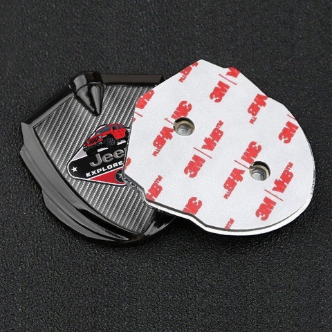 Jeep Abzeichen selbstklebend Graphit Tonfarbe Grau Carbon mit Explore More Logo