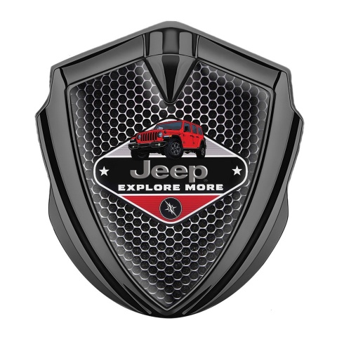 Jeep Emblem Abzeichen selbstklebend Graphit Tonfarbe Perforierter Stahl Variante