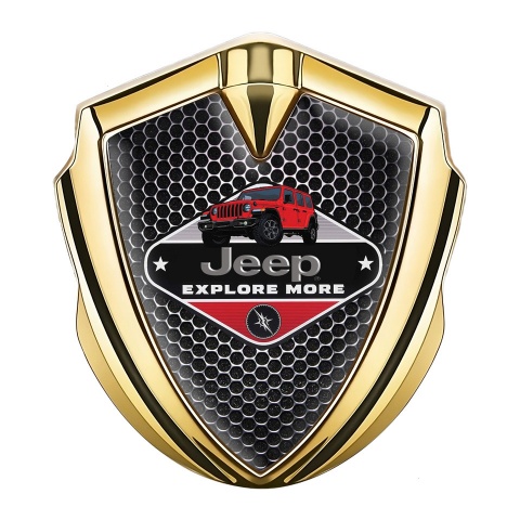 Jeep Emblem Abzeichen selbstklebend Goldtonfarbe Perforierter Stahl Variante