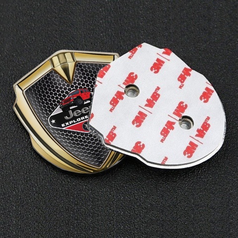 Jeep Emblem Abzeichen selbstklebend Goldtonfarbe Perforierter Stahl Variante