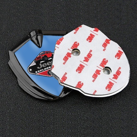 Jeep Emblem Auto Zeichen Graphit Tonfarbe Blau mit Explore More Logo