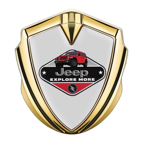 Jeep Emblem Aufkleber Autozubehor Goldtonfarbe Grau mit Explore More Logo Stil
