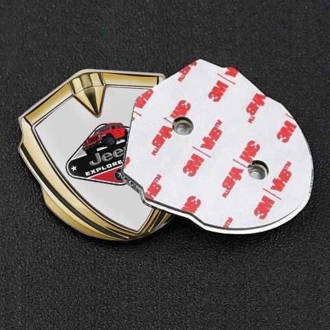 Jeep Emblem Aufkleber Autozubehor Goldtonfarbe Grau mit Explore More Logo Stil