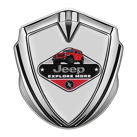 Jeep Emblem Aufkleber Autozubehor Silbertonfarbe Grau mit Explore More Logo Stil