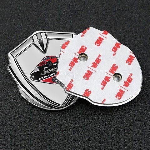 Jeep Emblem Aufkleber Autozubehor Silbertonfarbe Grau mit Explore More Logo Stil