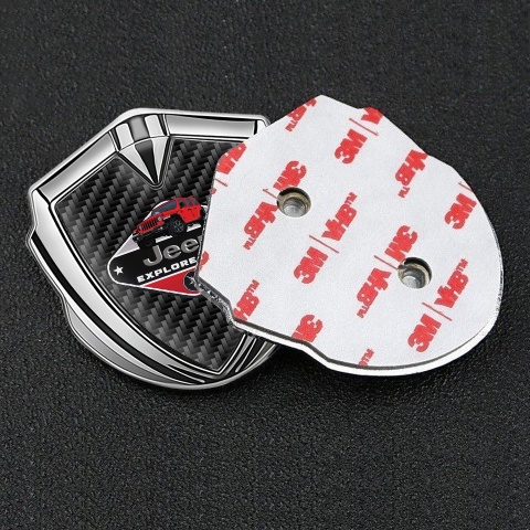 Jeep Emblem Abzeichen Silbertonfarbe Schwarz Carbon Variante