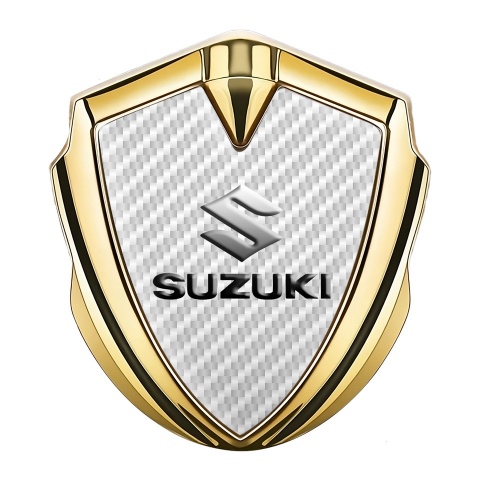 Suzuki Emblem Abzeichen selbstklebend Goldtonfarbe Weiss Carbon Auflage