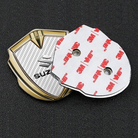 Suzuki Emblem Abzeichen selbstklebend Goldtonfarbe Weiss Carbon Auflage