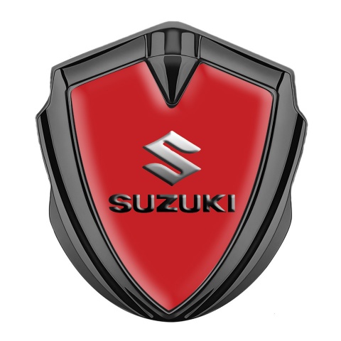 Suzuki Emblem Logo Schriftzug Aufkleber Graphit Tonfarbe Rote Auflage