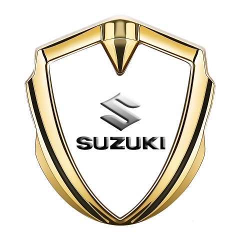Suzuki Seitenflugel Emblem Aufkleber Goldtonfarbe Weiss Auflage