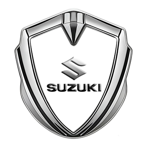 Suzuki Seitenflugel Emblem Aufkleber Silbertonfarbe Weiss Auflage