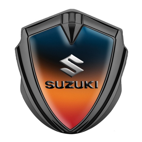 Suzuki Emblem Abzeichen Graphit Tonfarbe Orange Blau Auflage