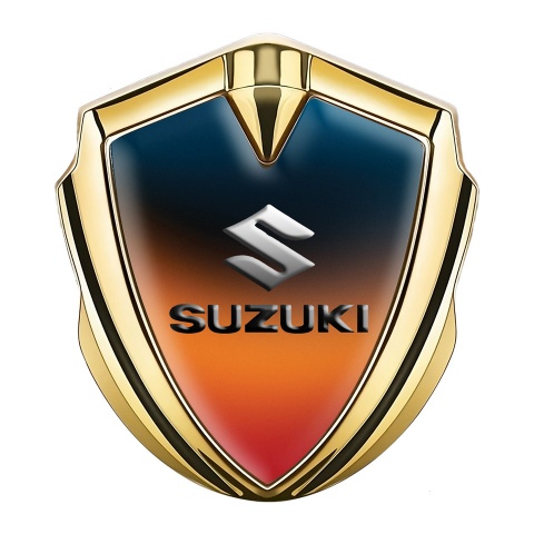 Suzuki Emblem Abzeichen Goldtonfarbe Orange Blau Auflage
