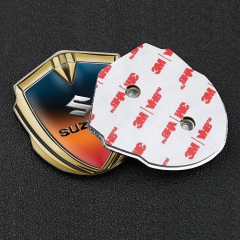 Suzuki Emblem Abzeichen Goldtonfarbe Orange Blau Auflage