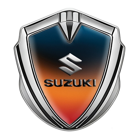 Suzuki Emblem Abzeichen Silbertonfarbe Orange Blau Auflage